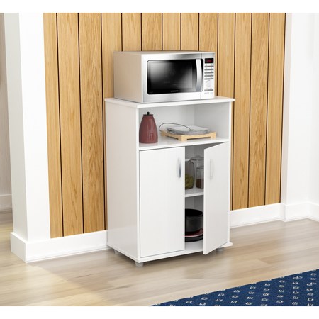 INVAL Kitchen/Microwave Storage Cabinet 23.62 W x 14.9 6 D x 32.87 in.H in Laricina White MM-0207